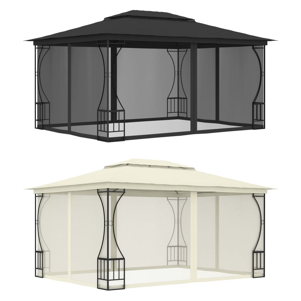 vidaXL Gazebo Outdoor Canopy Tent Patio Pavilion Party Tent Sunshade with Nets-5