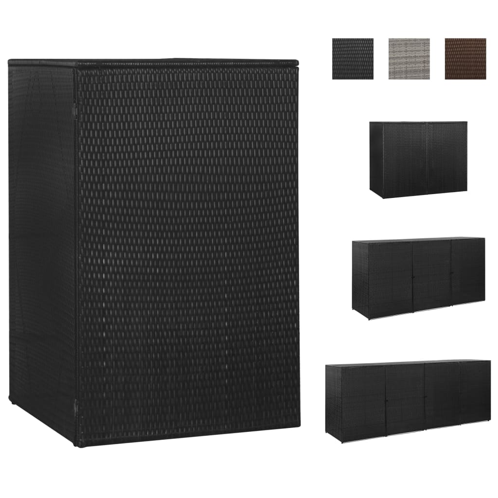 vidaXL Garbage Can Storage Trash Can Enclosure Wheelie Bin Shed Poly Rattan-28