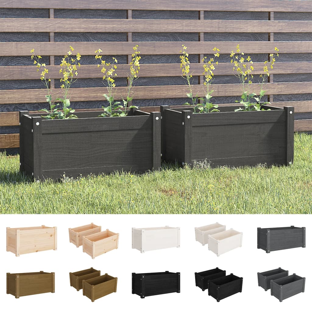 vidaXL Planter Decorative Patio Outdoor Plant Pot Flower Box Solid Wood Pine-47