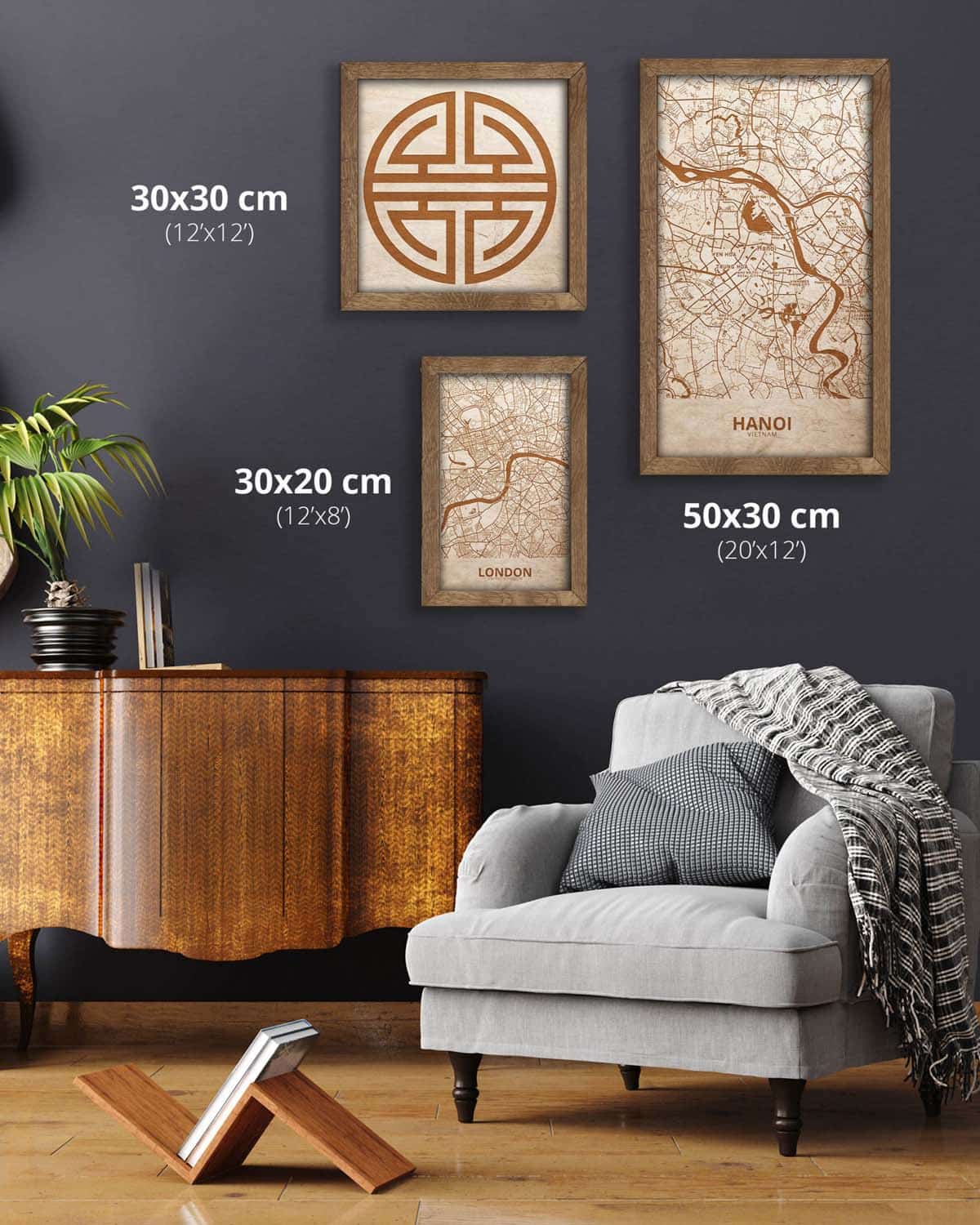 Wooden Street Map of Hanoi - Urban City Plan 3