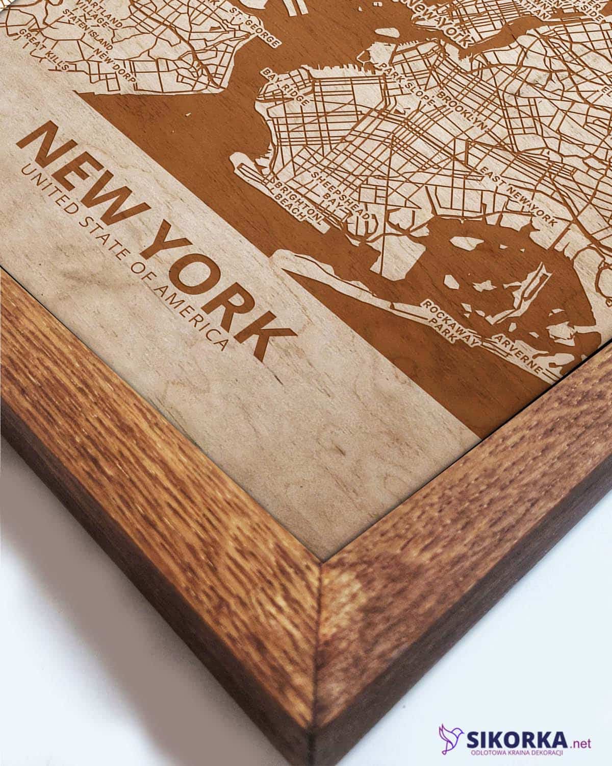 Wooden Street Map of New York - City Urban Plan 1