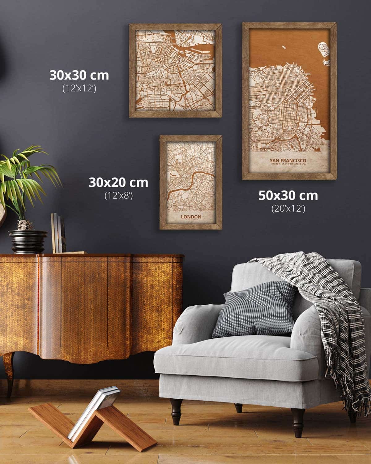 Wooden Street Map of San Francisco- Urban City Plan 4