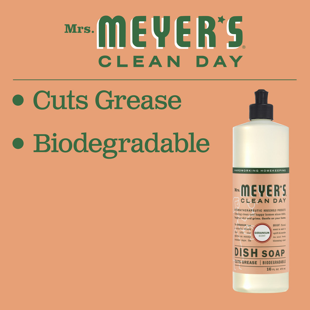 Meyers Geranium Liquid Dish Soap (6x16 Oz)-8