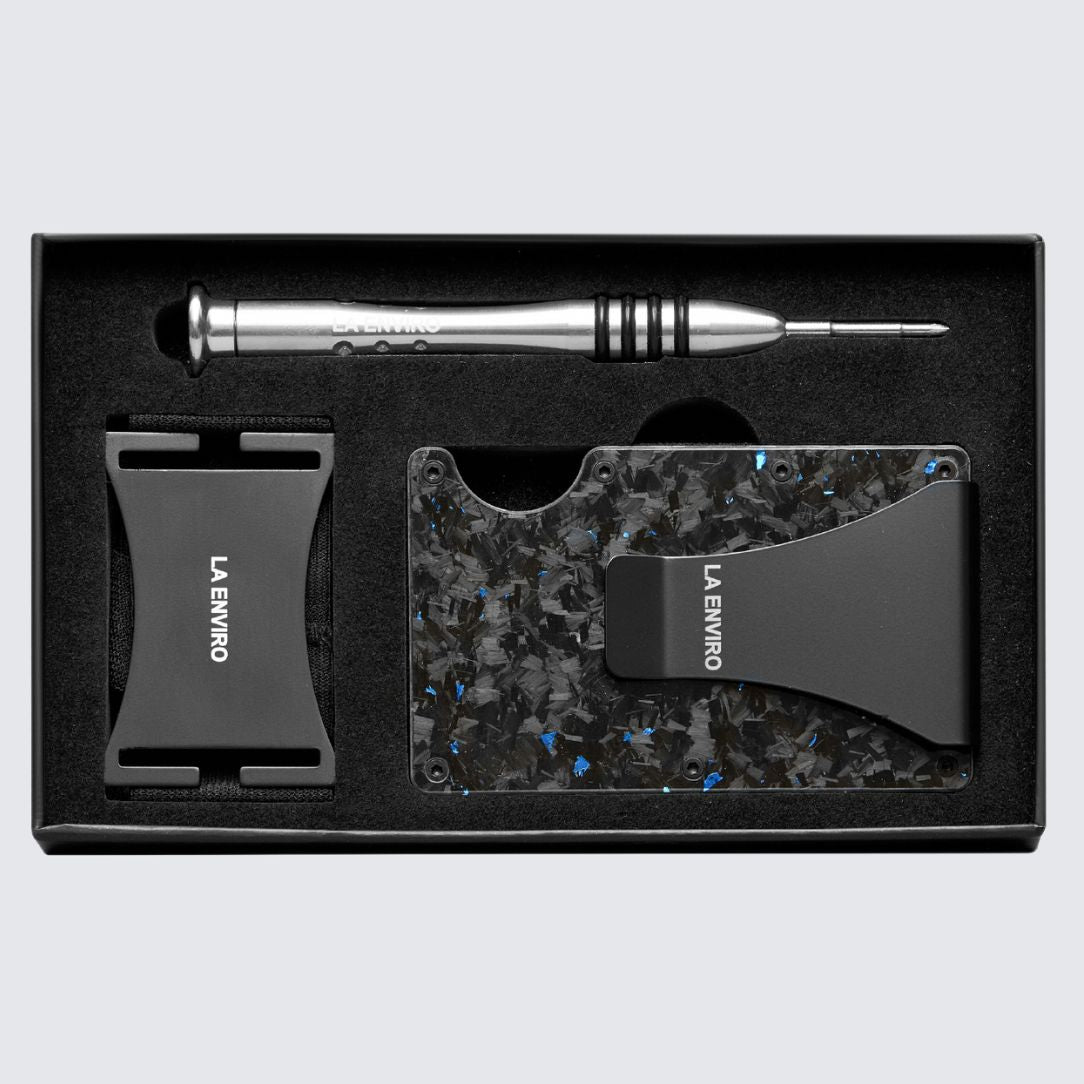 LORNE Forged Carbon Wallet I Gloss Blue-1