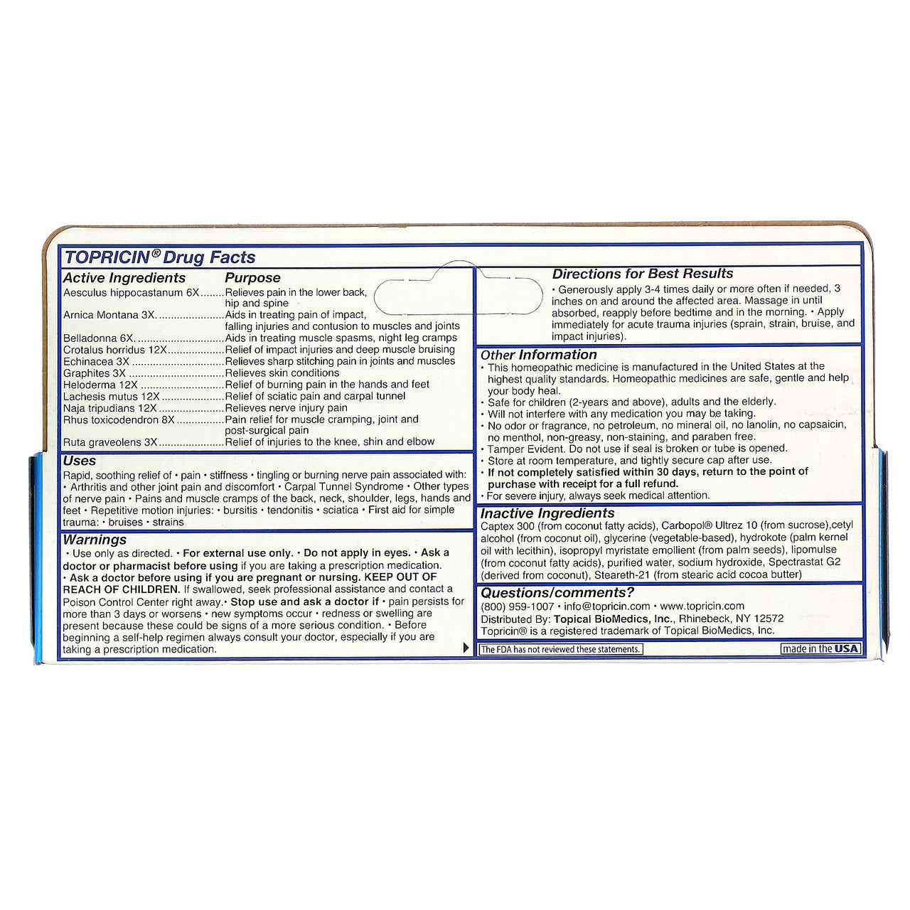 Topricin Topricin Cream Tube (1x2 Oz)-2