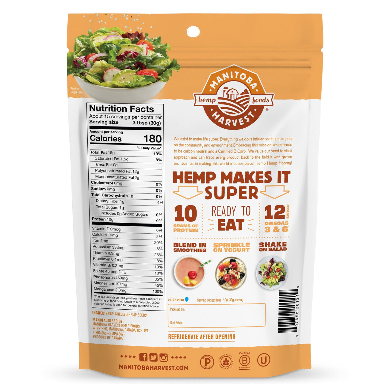 Manitoba Harvest Hemp Seeds (1x16 Oz)-2