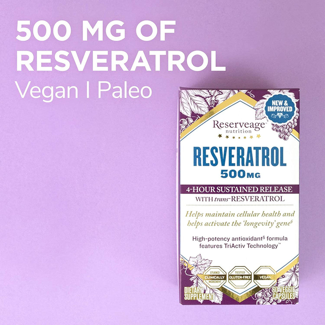 RSRVEAGE RESVERATROL 500 (1x60.00)-4