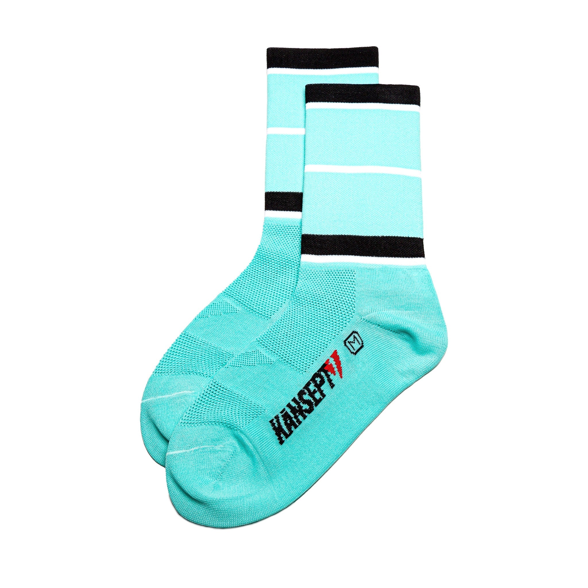 NOW ON SALE!!!  ProSpec Rouleur socks | Squadra Stripes | Celeste Green/Obsidian Black/White-0