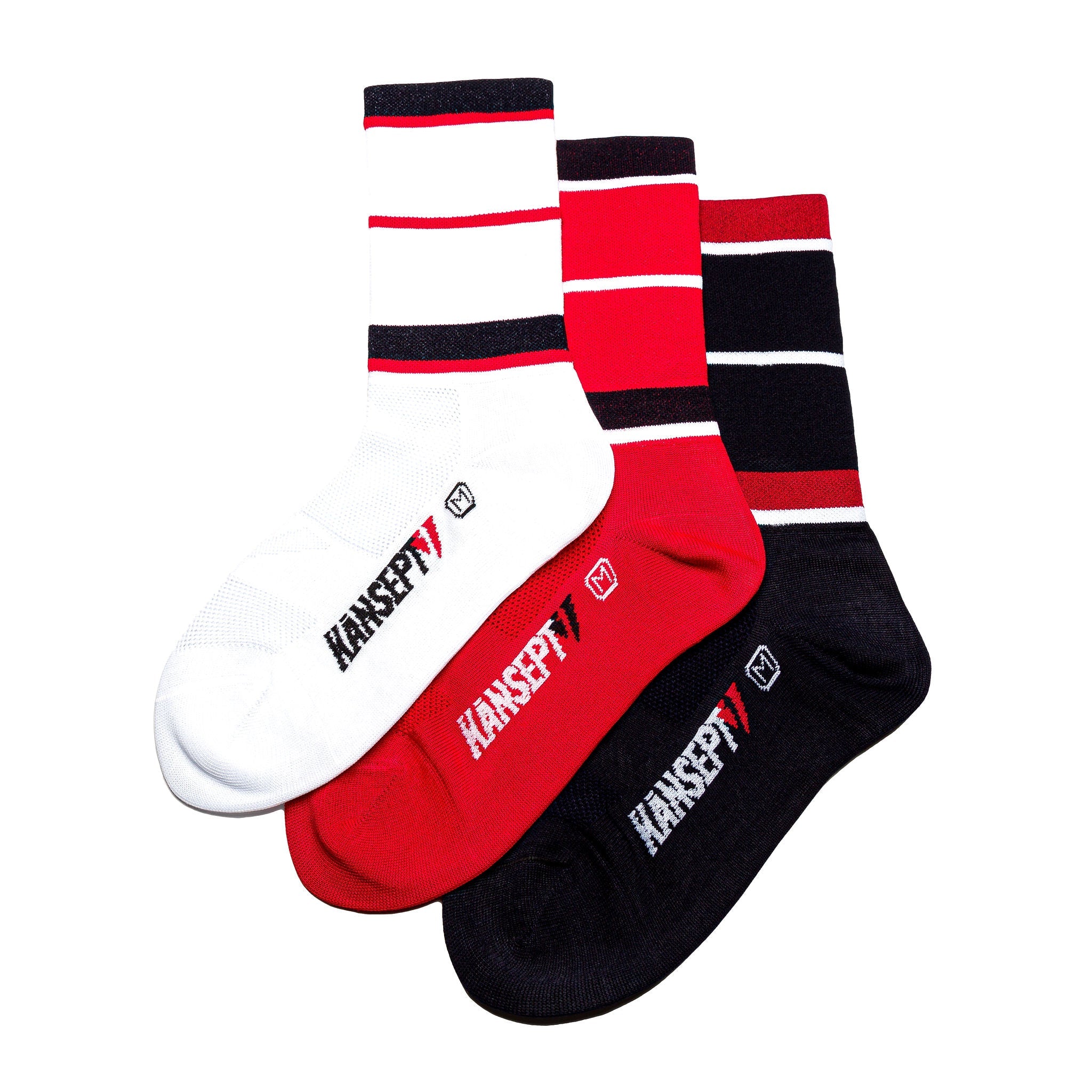 NOW ON SALE!!! 3 PACK ProSpec Rouleur Sock | Squadra Stripes white/red/blue | 3 pack bundle*-0