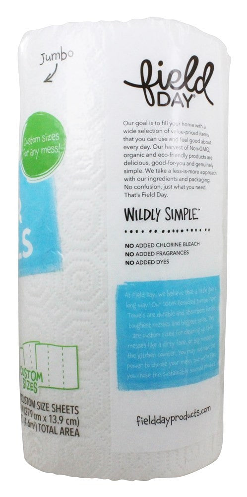 Field Day Custom Size 100% Recycled Paper Towel Single Roll (24x1 Pack)-1