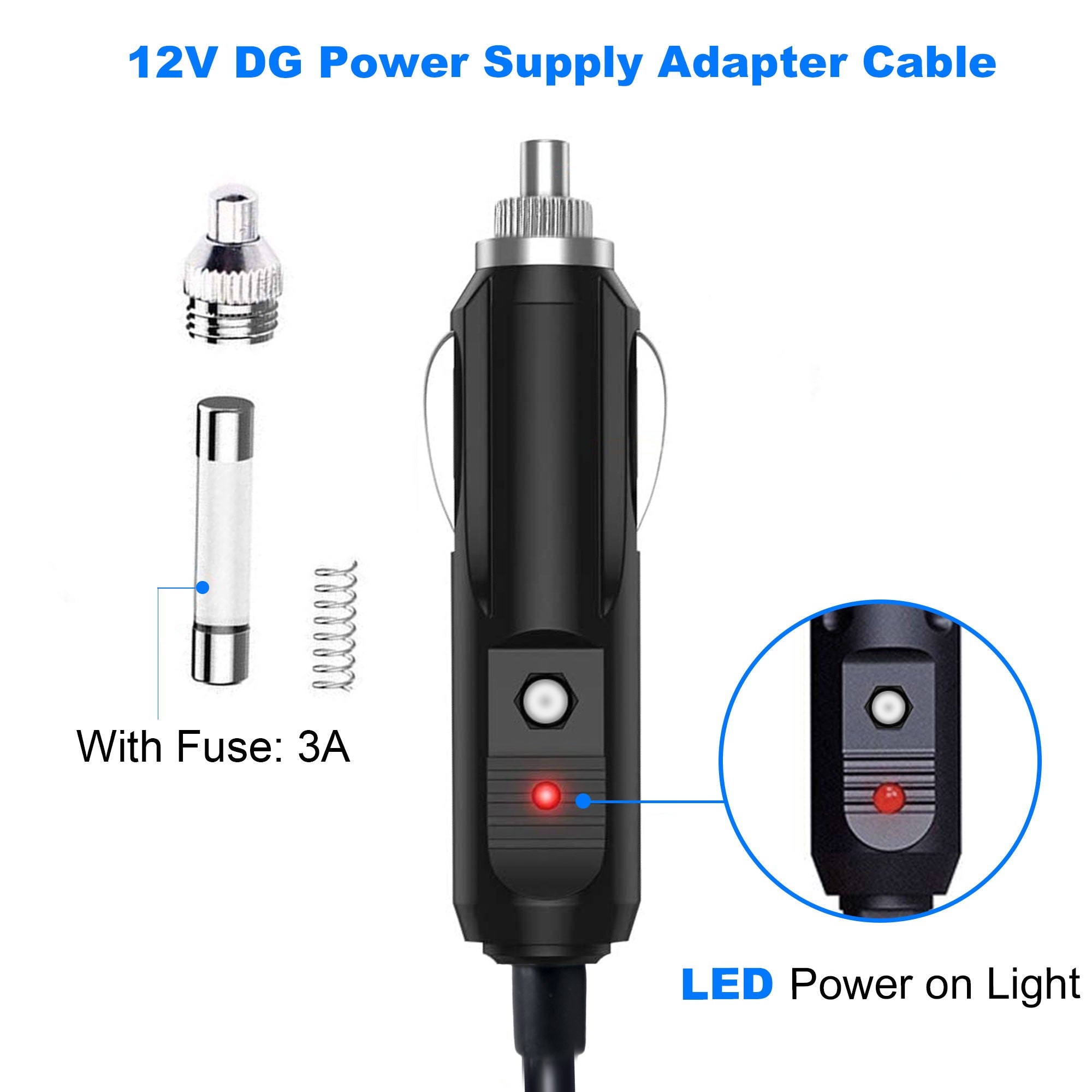 ACOPOWER DC12V/24V Car Cigarette Lighter to DC5.5x2.1mm Connector Adapter-1