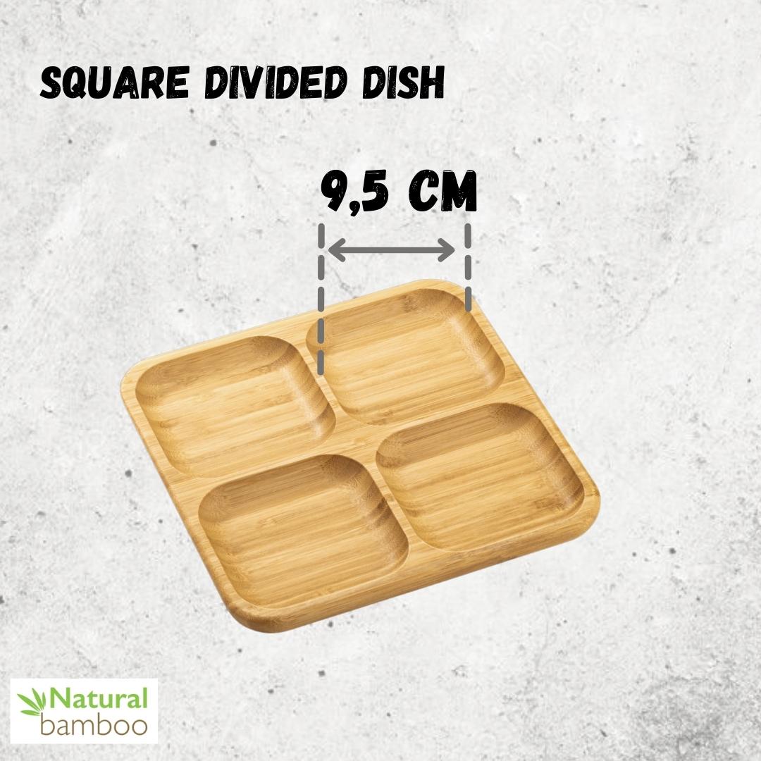 Bamboo Square Divided Dish / Bento box 8.5" inch X 8.5" inch-3