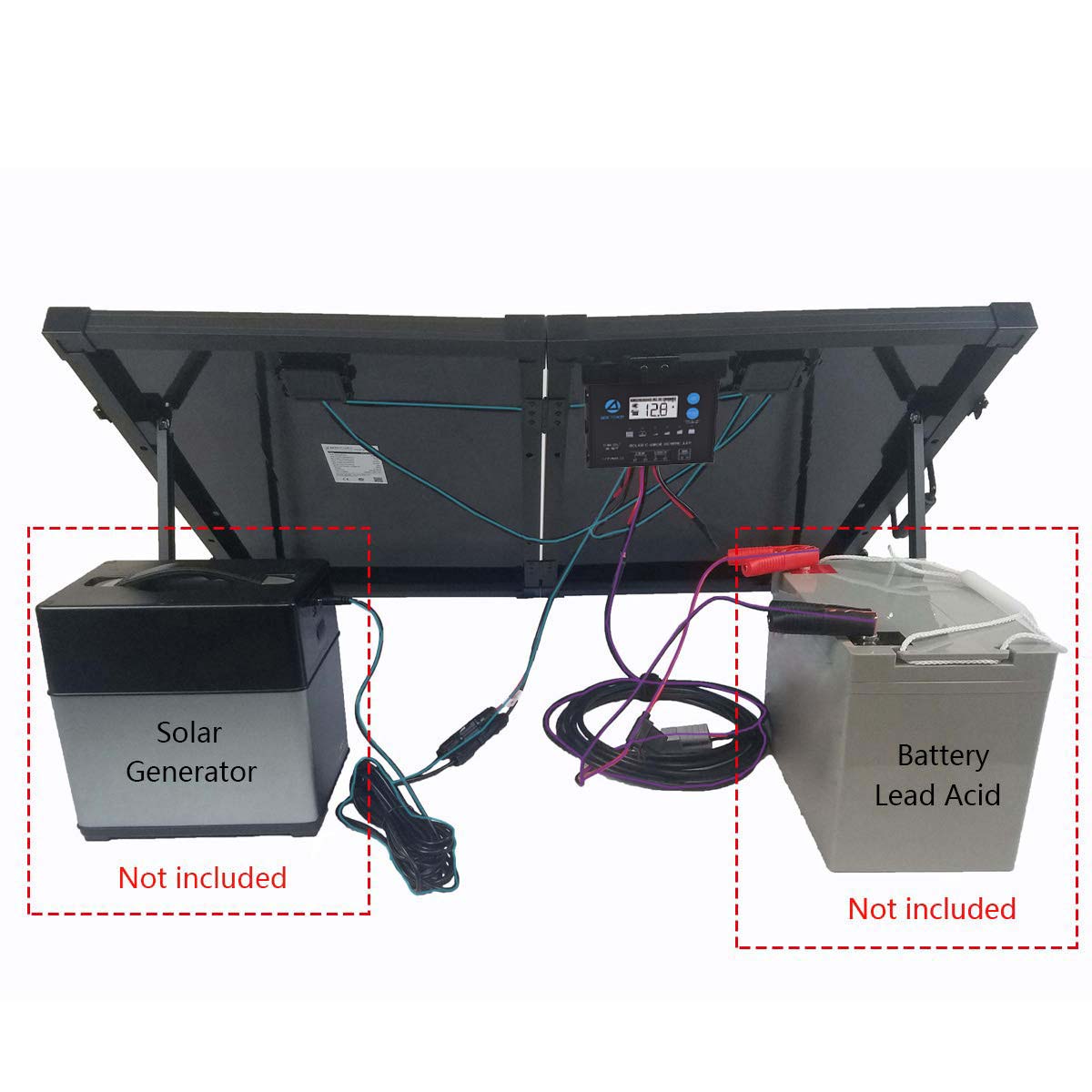 ACOPower 100w 12v Portable Solar Panel kit, Foldable Mono Suitcase, proteusX Waterproof 20A Charge Controller-2