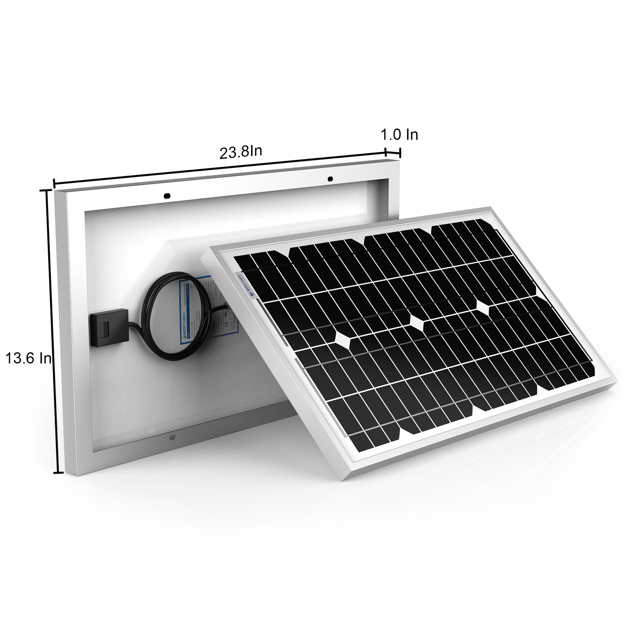 ACOPower 30W Mono Solar Panel for 12 Volt Battery Charging-2