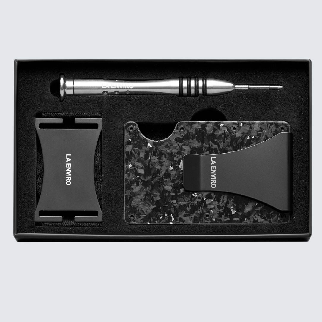 LORNE Forged Carbon Wallet I Gloss Silver-1