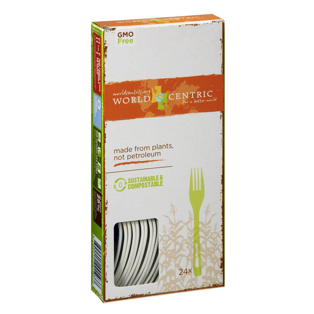 World Centric Corn Starch Forks 24 Piece (12x24 Ct)-3
