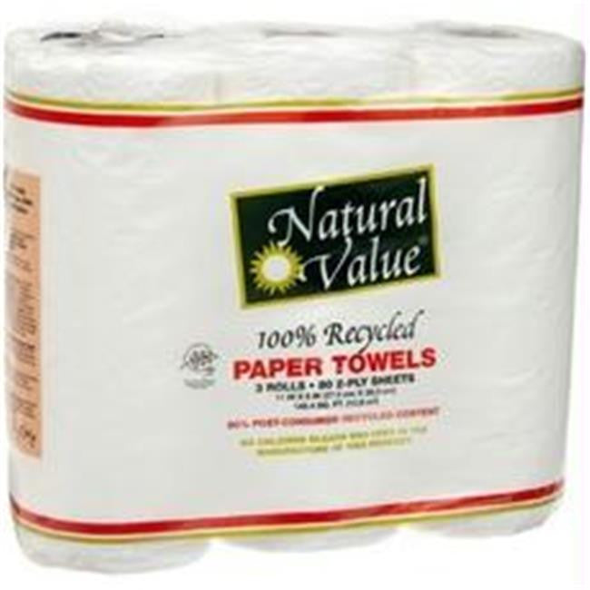 Natural Value 100% Recycled Paper Towels By The Roll (30x80CNT )-0
