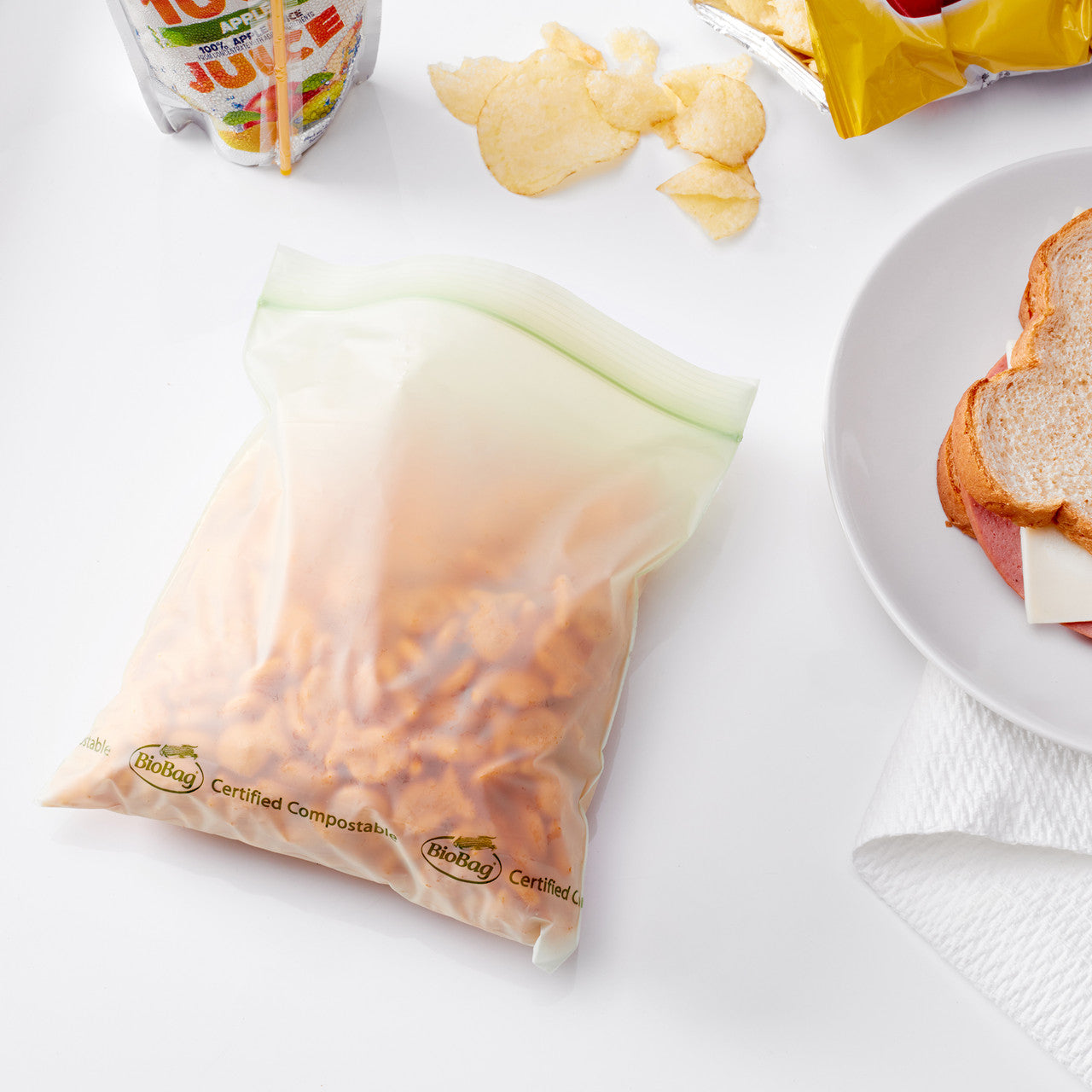 Biobag Compostable Resealable Sandwich Bag (12x25 CT)-2