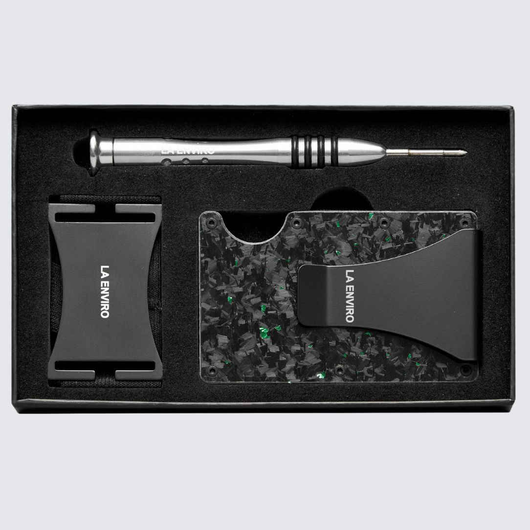 LORNE Forged Carbon Wallet I Gloss Green-1