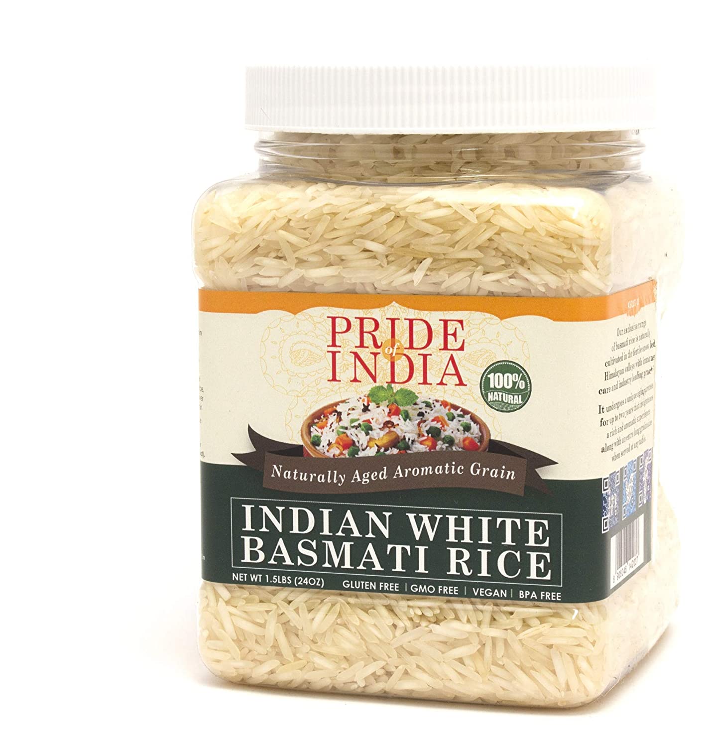 Extra Long Indian White Basmati Rice - Naturally Aged Aromatic Grain Jar-0