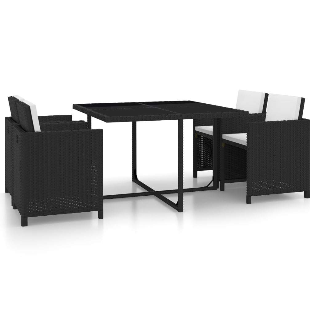 vidaXL Outdoor Dining Set with Cushions 5 Pieces Poly Rattan Multi Colors-0