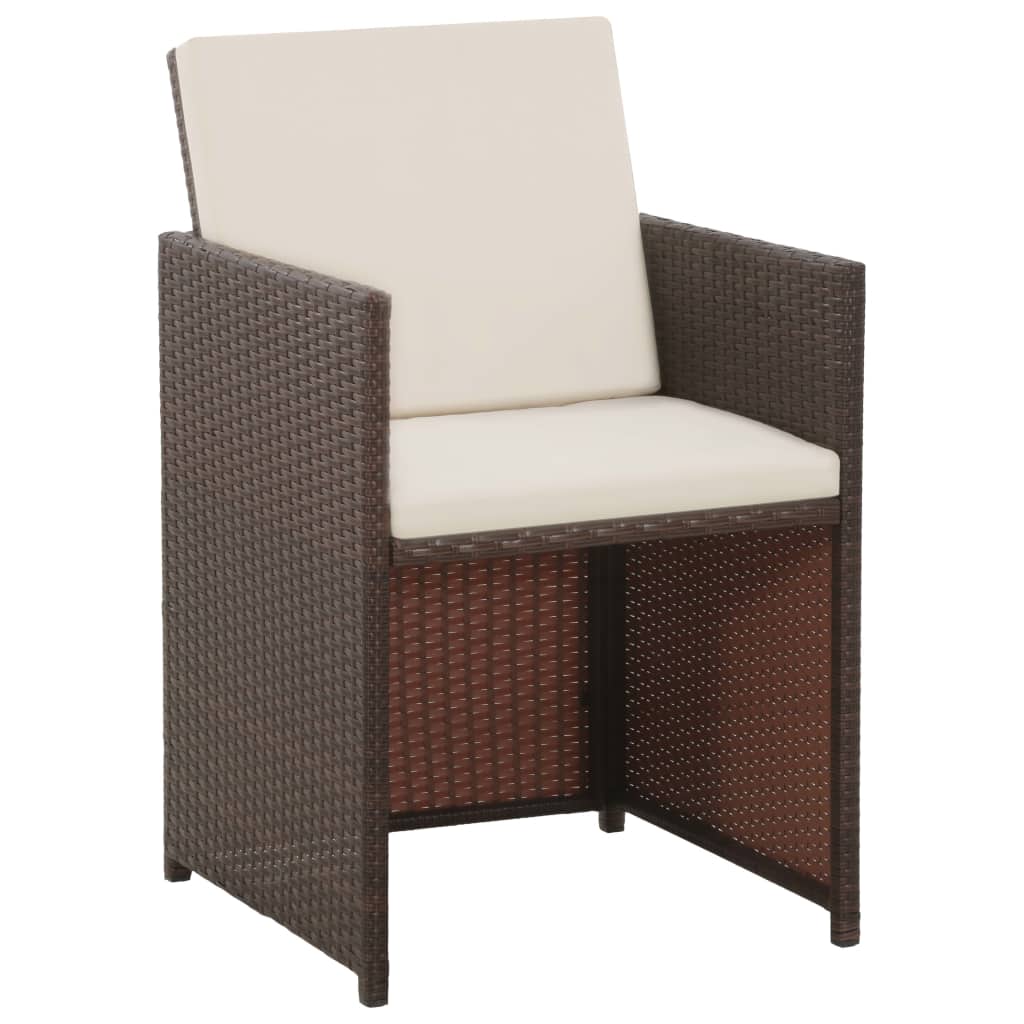 vidaXL Outdoor Dining Set with Cushions 5 Pieces Poly Rattan Multi Colors-5