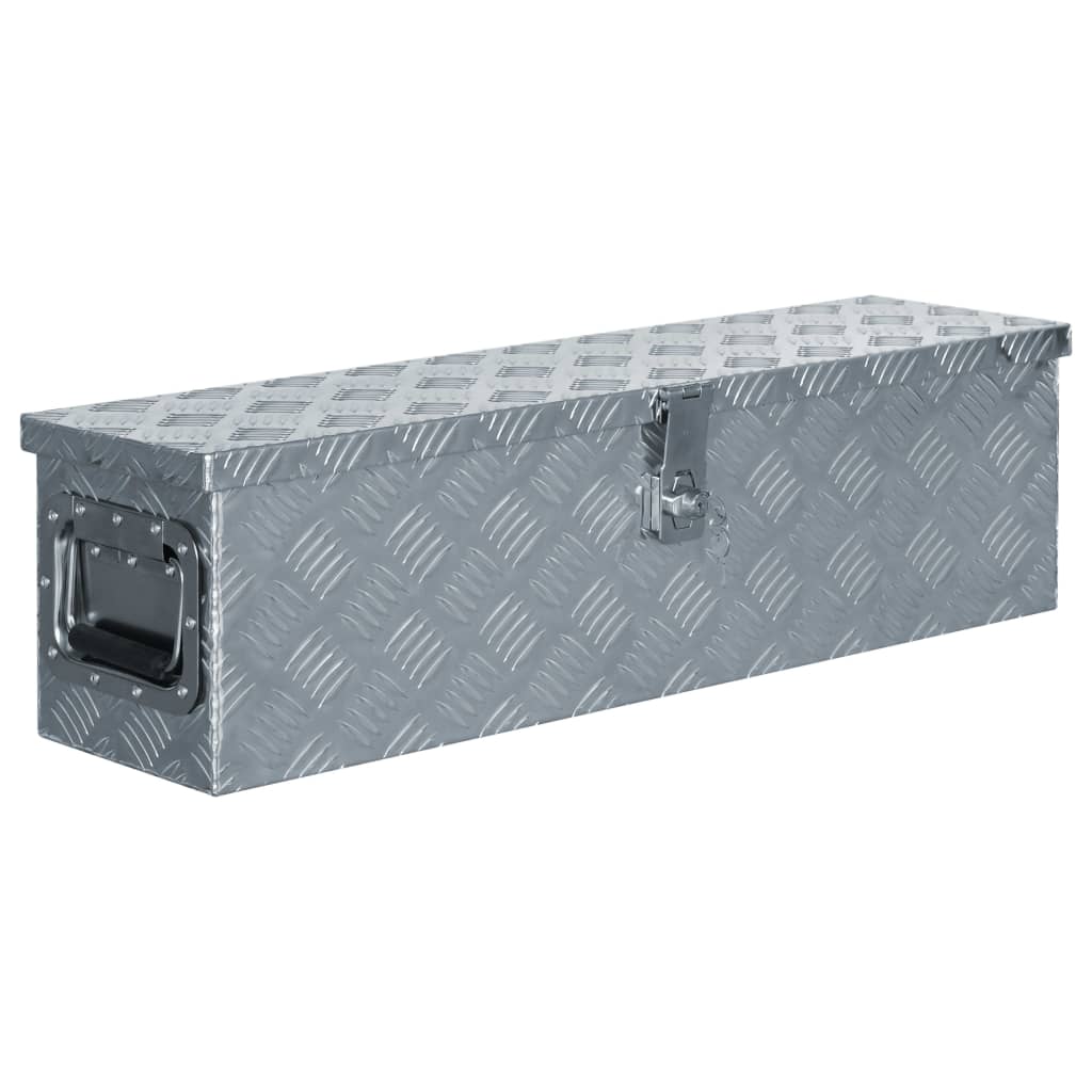 vidaXL Aluminum Box Toolbox Trailer Box Organizer Multi Sizes Black/Silver-13