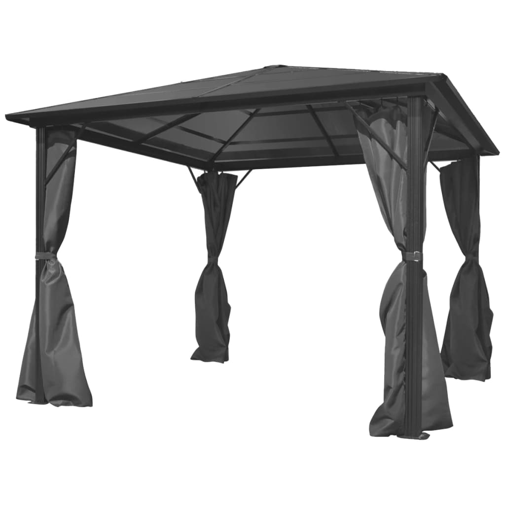 vidaXL Gazebo with Curtain Brown Aluminum Canopy 118.1"x118.1"/157.5"x118.1"-0