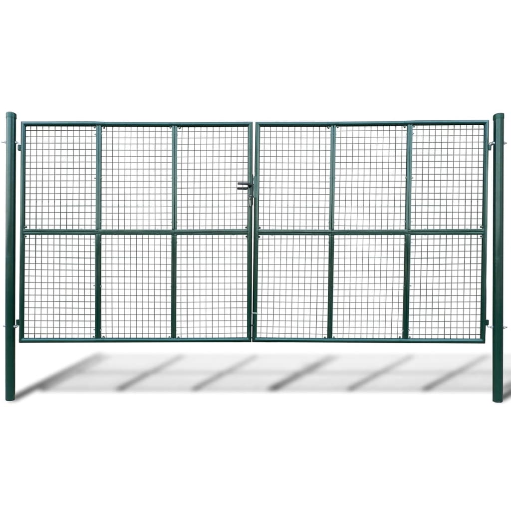 vidaXL Mesh Garden Gate Galvanized Green Outdoor Fence Barrier Multi Sizes-2