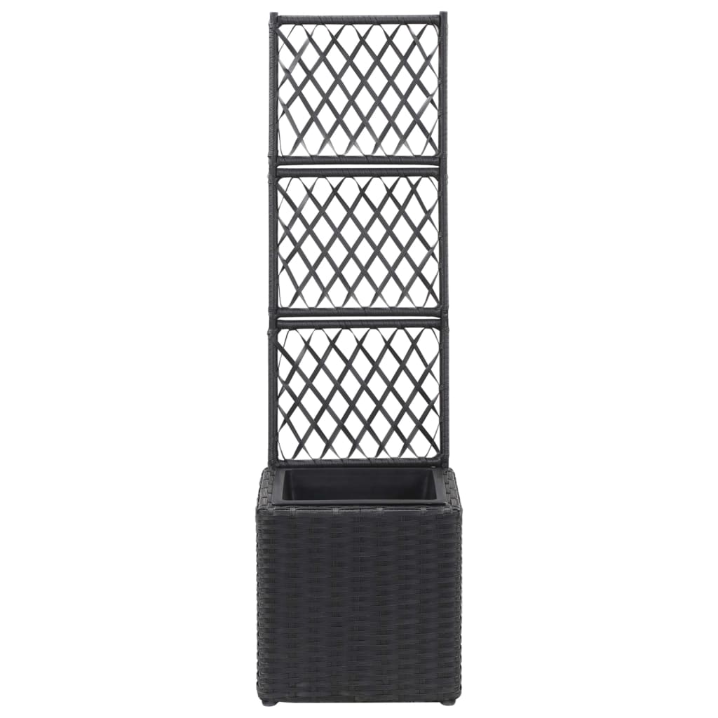 vidaXL Trellis Raised Bed with 3 Pots Poly Rattan Box Black/Brown Multi Sizes-1