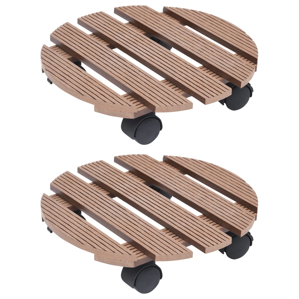 vidaXL Plant Trolleys 2 pcs Gray Ø11.8"x3" WPC-3