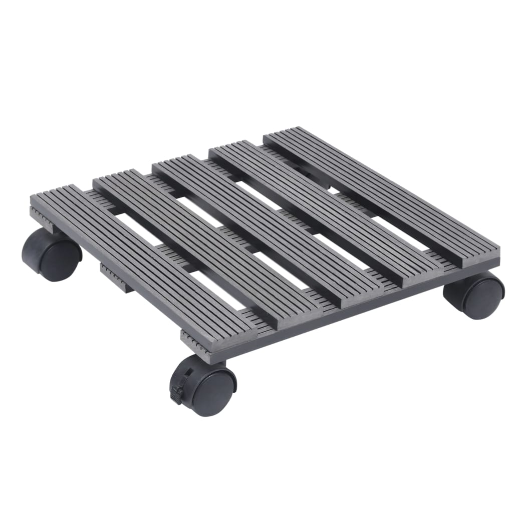 vidaXL Plant Trolleys 2 pcs Gray Ø11.8"x3" WPC-7