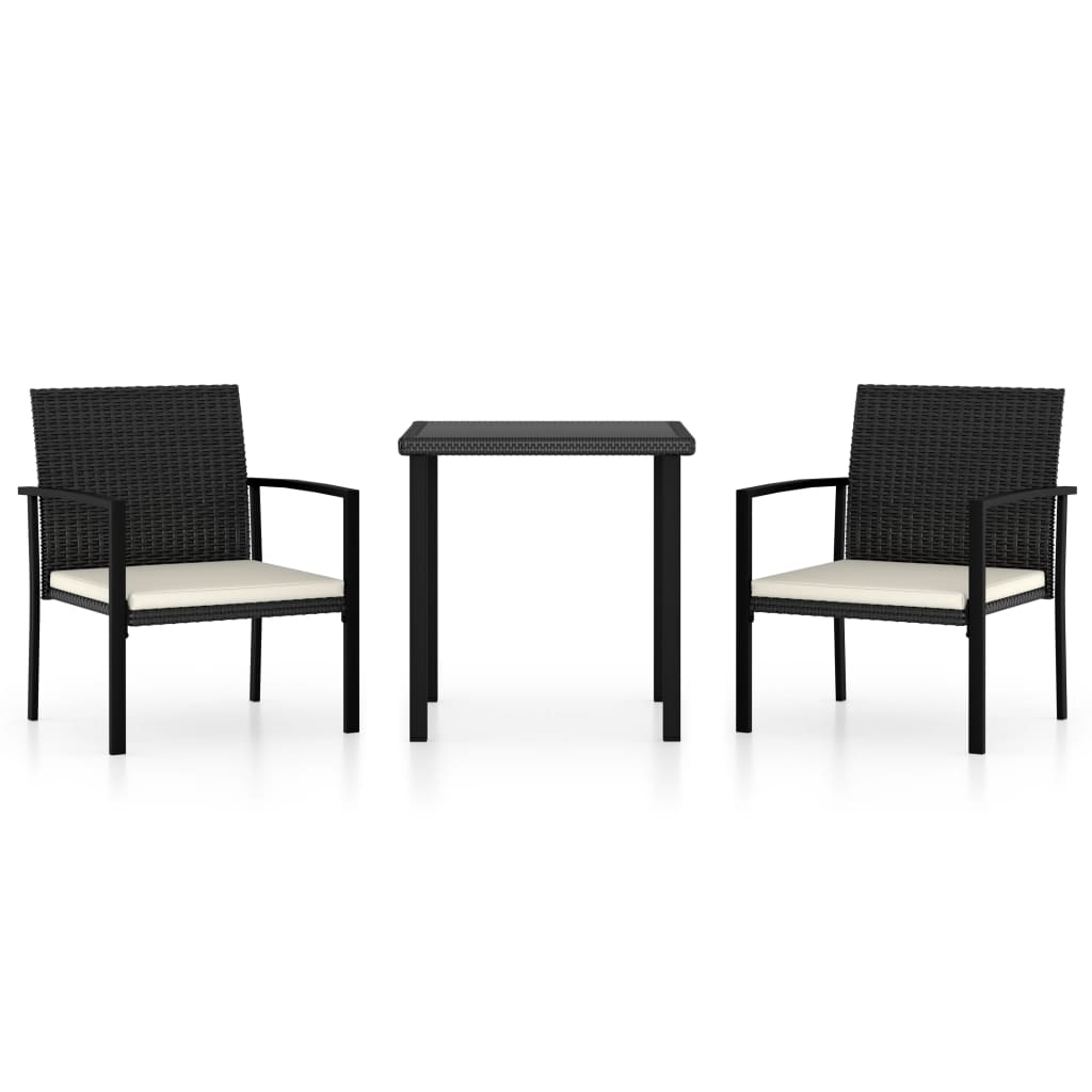 vidaXL Garden Dining Set 3/5 Piece Poly RattanOutdoor Dinner Seat Black/Gray-0