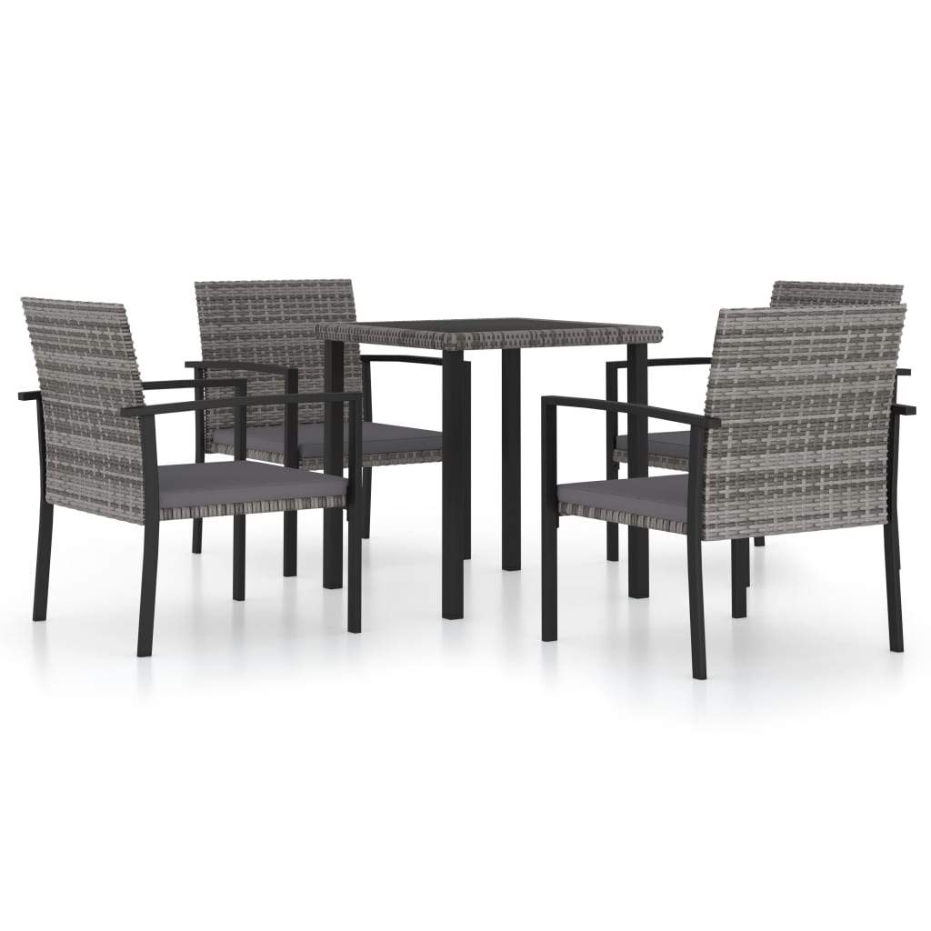 vidaXL Garden Dining Set 3/5 Piece Poly RattanOutdoor Dinner Seat Black/Gray-9