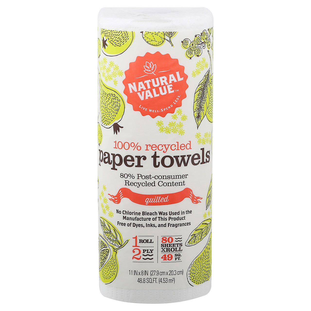 Natural Value 100% Recycled Paper Towels By The Roll (30x80CNT )-1