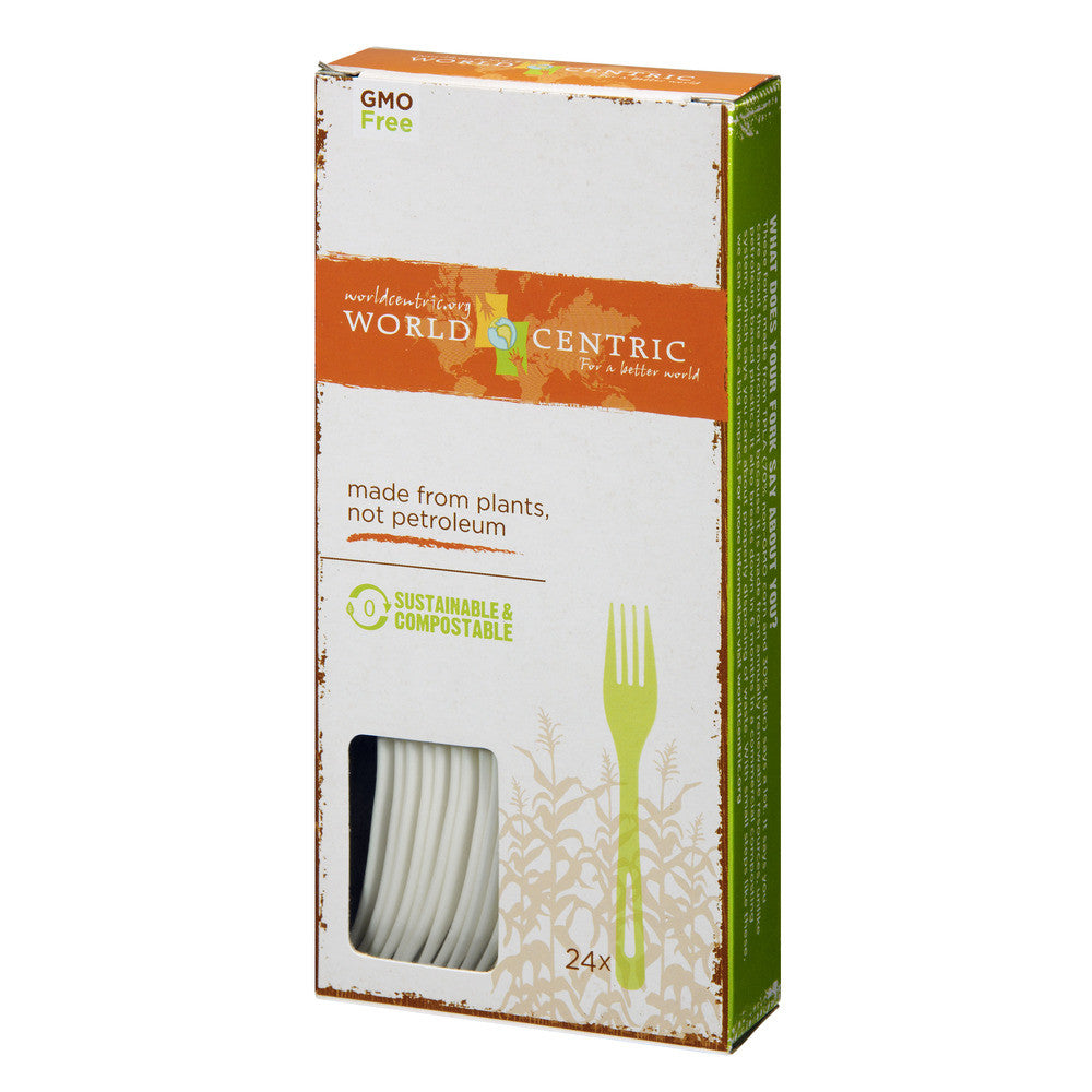 World Centric Corn Starch Forks 24 Piece (12x24 Ct)-2