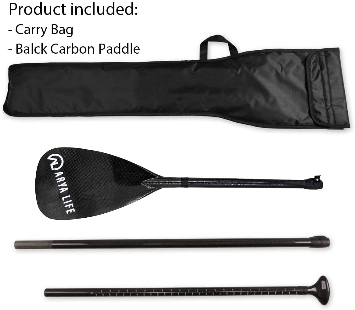 Arya Life 3 Piece Stand Up Paddle Board Paddle, SUP Paddle with Fiberglass Blade, Adjustable Carbon Fiber Shaft, 70-86 Inches, Black-4