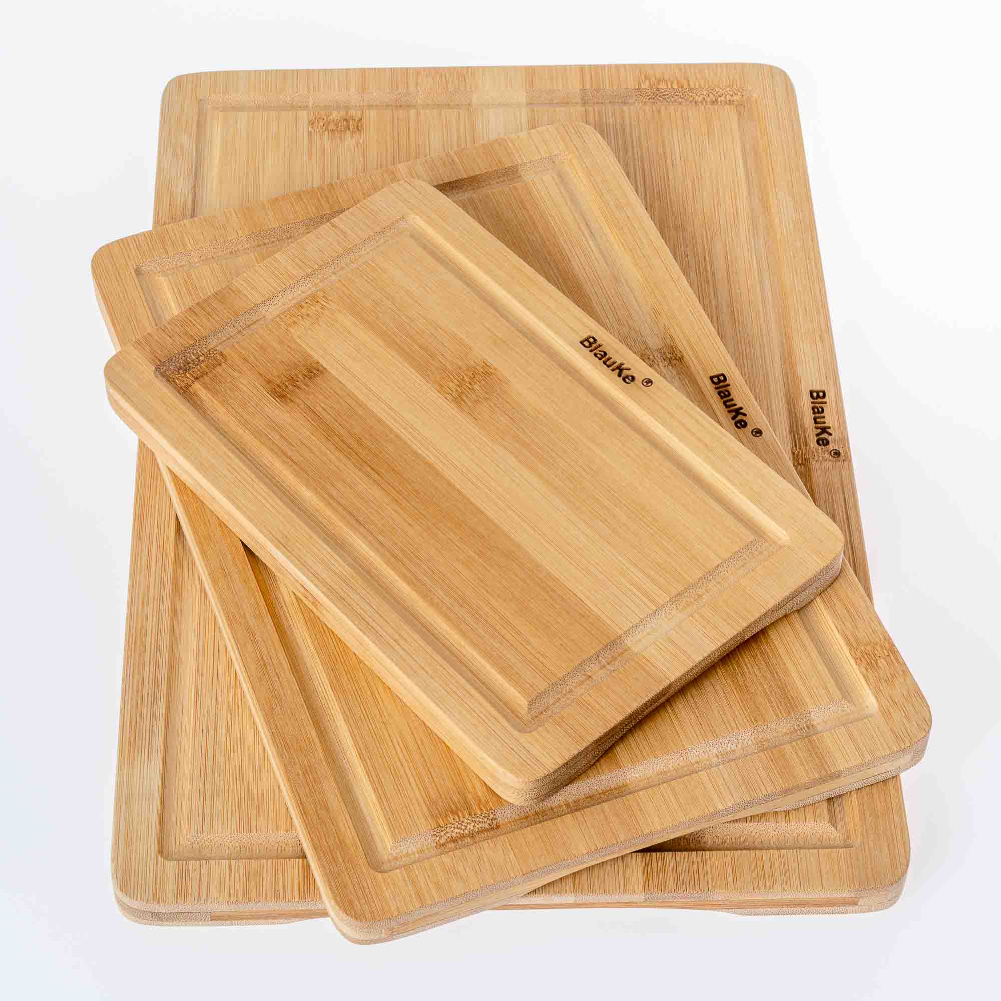 Wooden Cutting Boards for Kitchen with Juice Groove and Handles - Bamboo Chopping Boards Set of 3 - Wood Serving Trays-9
