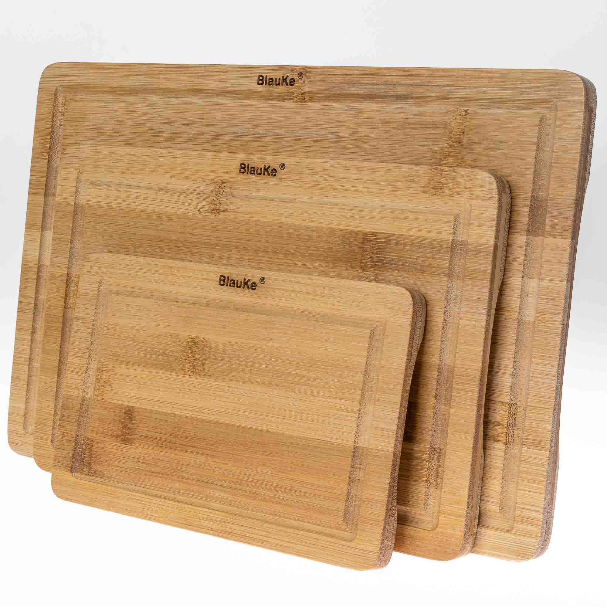 Wooden Cutting Boards for Kitchen with Juice Groove and Handles - Bamboo Chopping Boards Set of 3 - Wood Serving Trays-12
