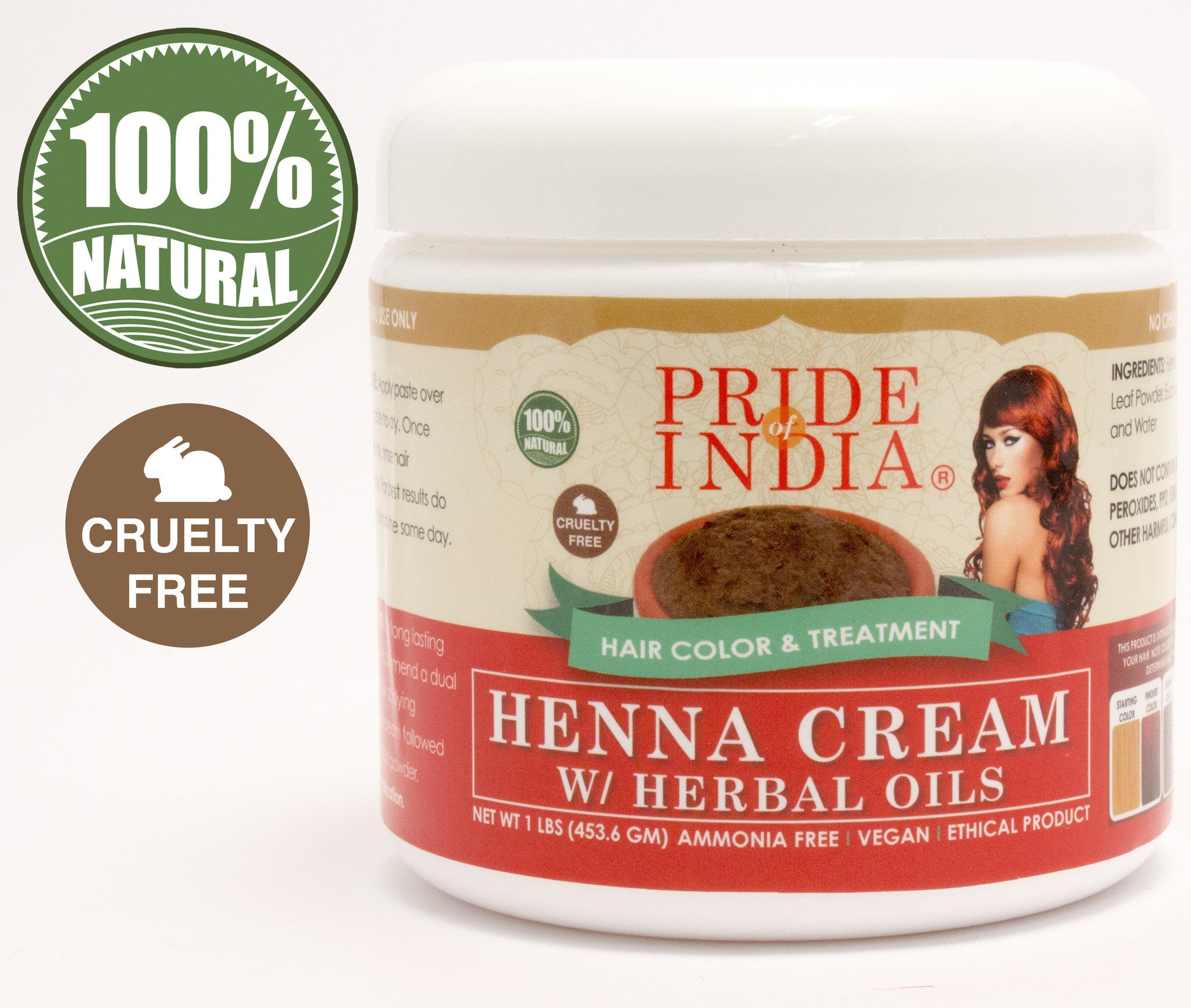 Herbal Henna Hair Color Cream - 100% Natural, 1 Pound (16oz - 454gm) Jar-0
