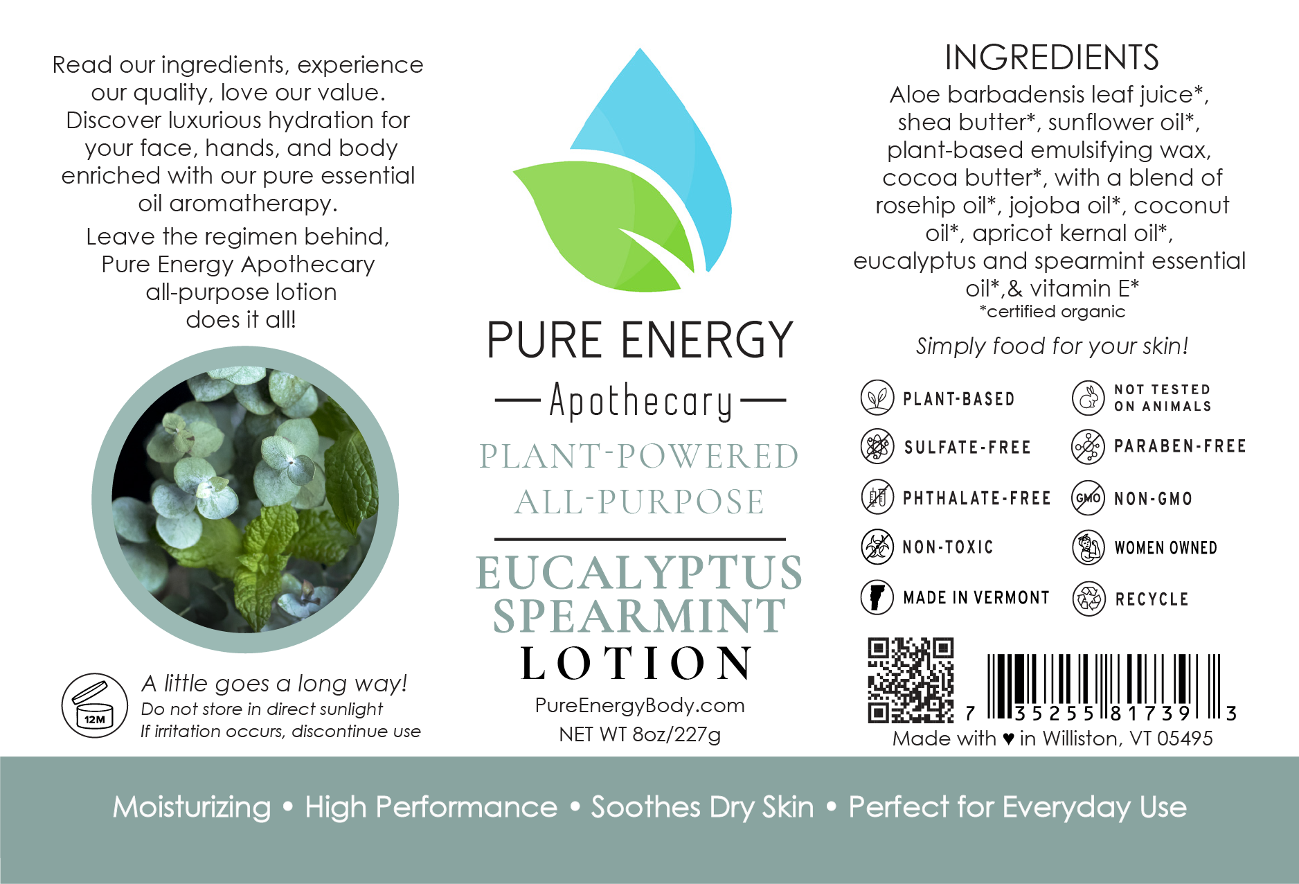 Natural All Purpose Lotion 8 Oz (Eucalyptus & Spearmint)-2