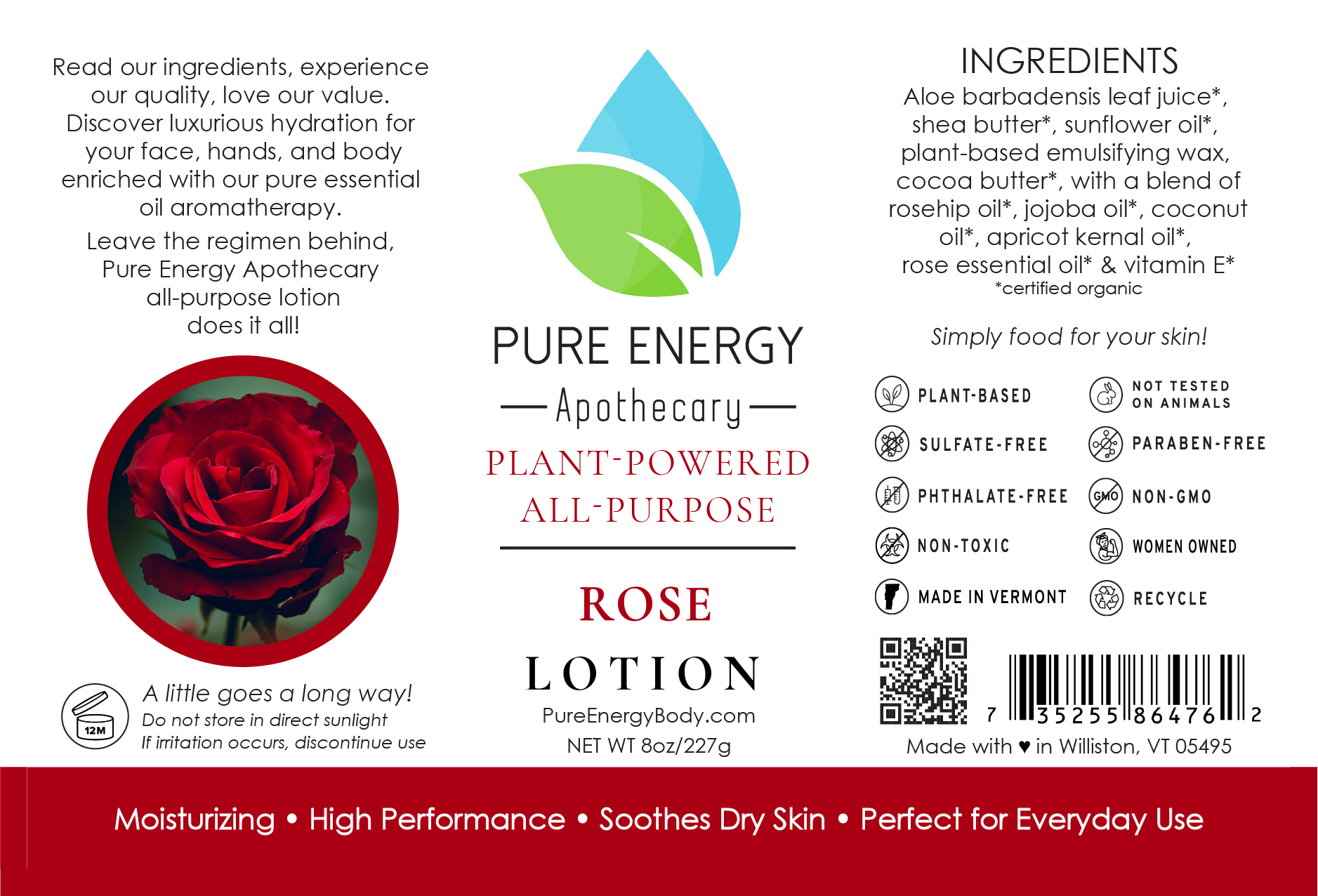 Natural All Purpose Lotion 8 Oz (Rose)-2