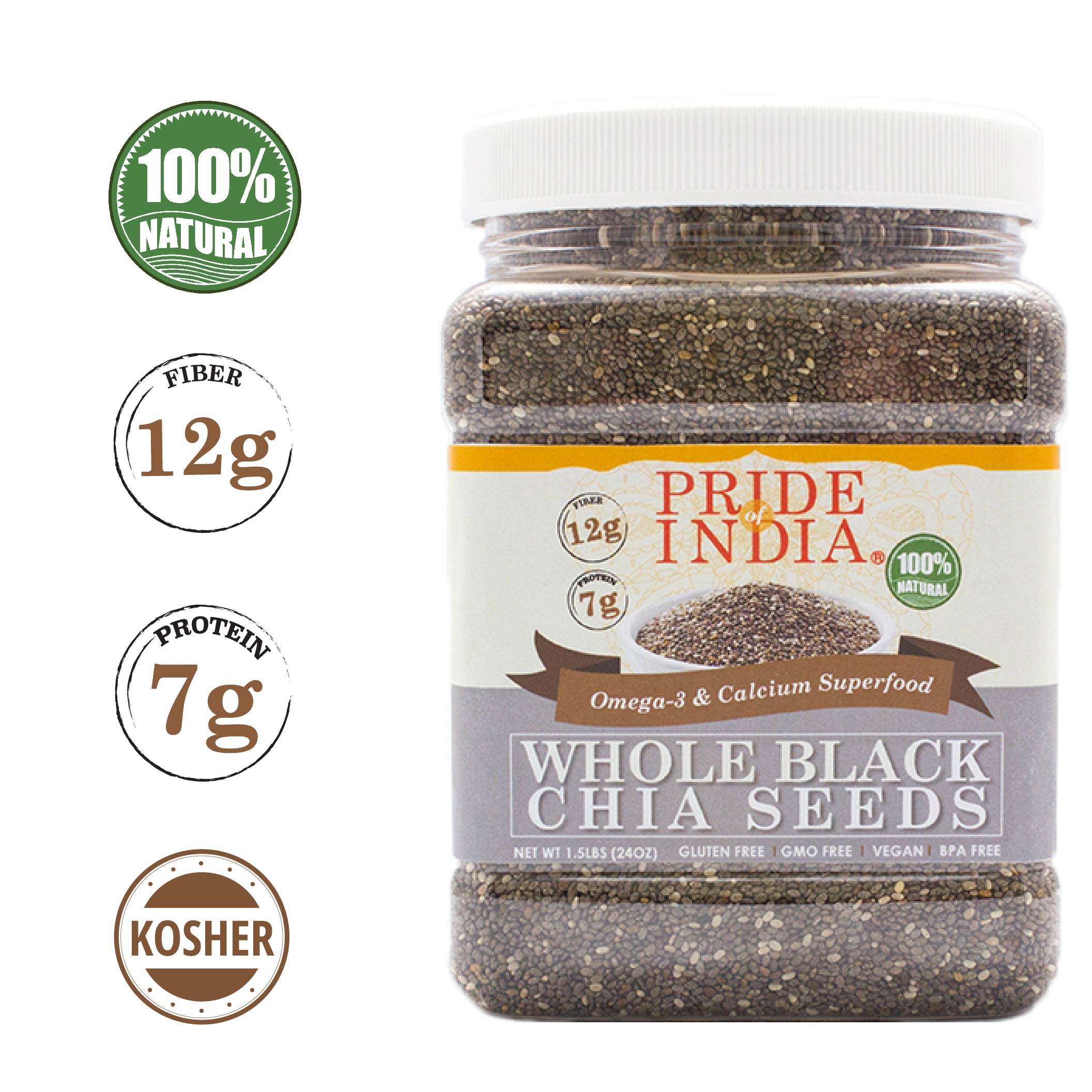 Whole Black Chia Seeds - Omega-3 & Calcium Superfood Jar-3