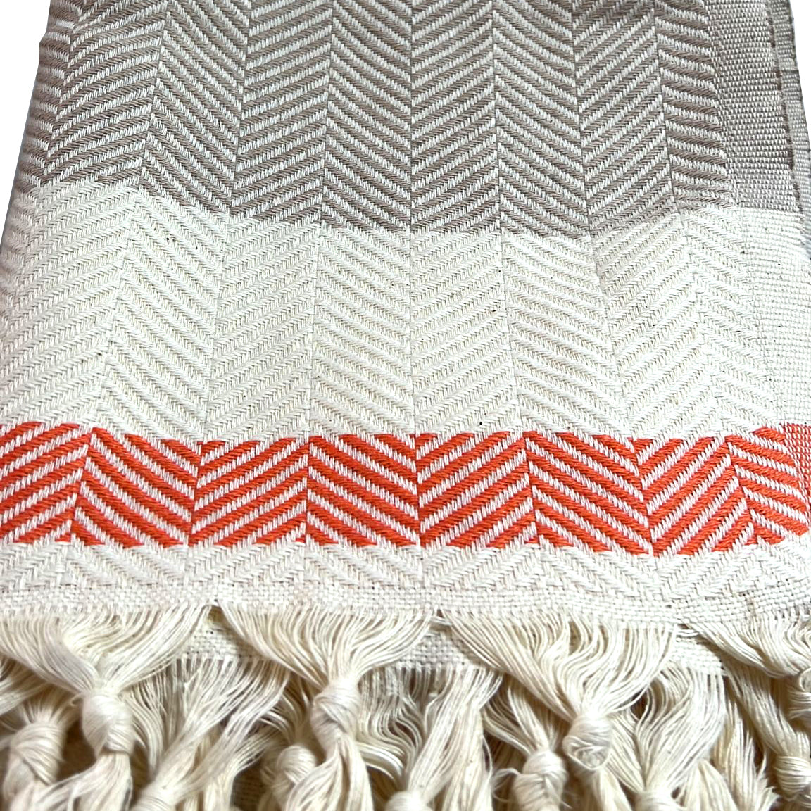 Pipa Sustainable Hand-loomed Throw Blanket - Beige-6