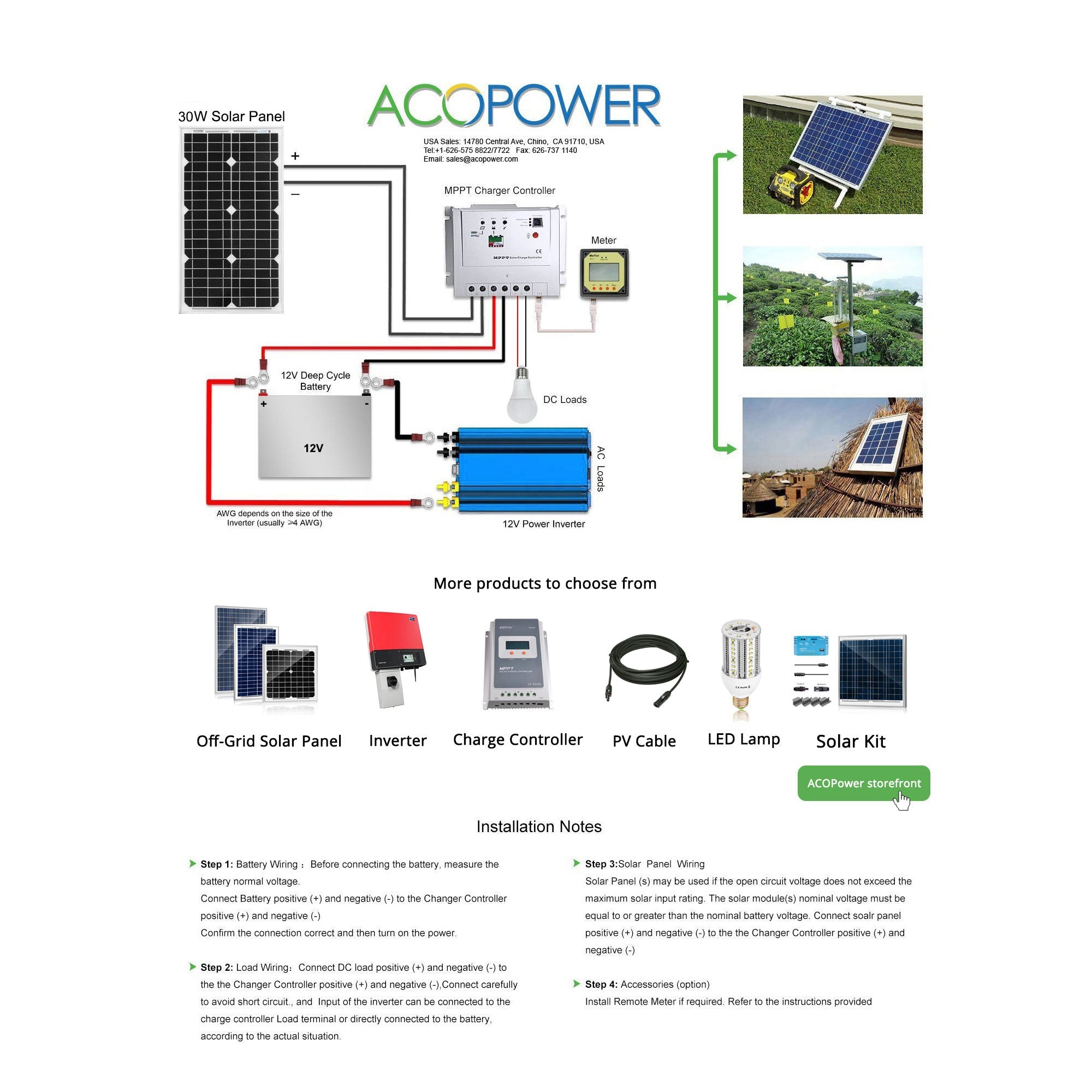 ACOPower 30W Mono Solar Panel for 12 Volt Battery Charging-7