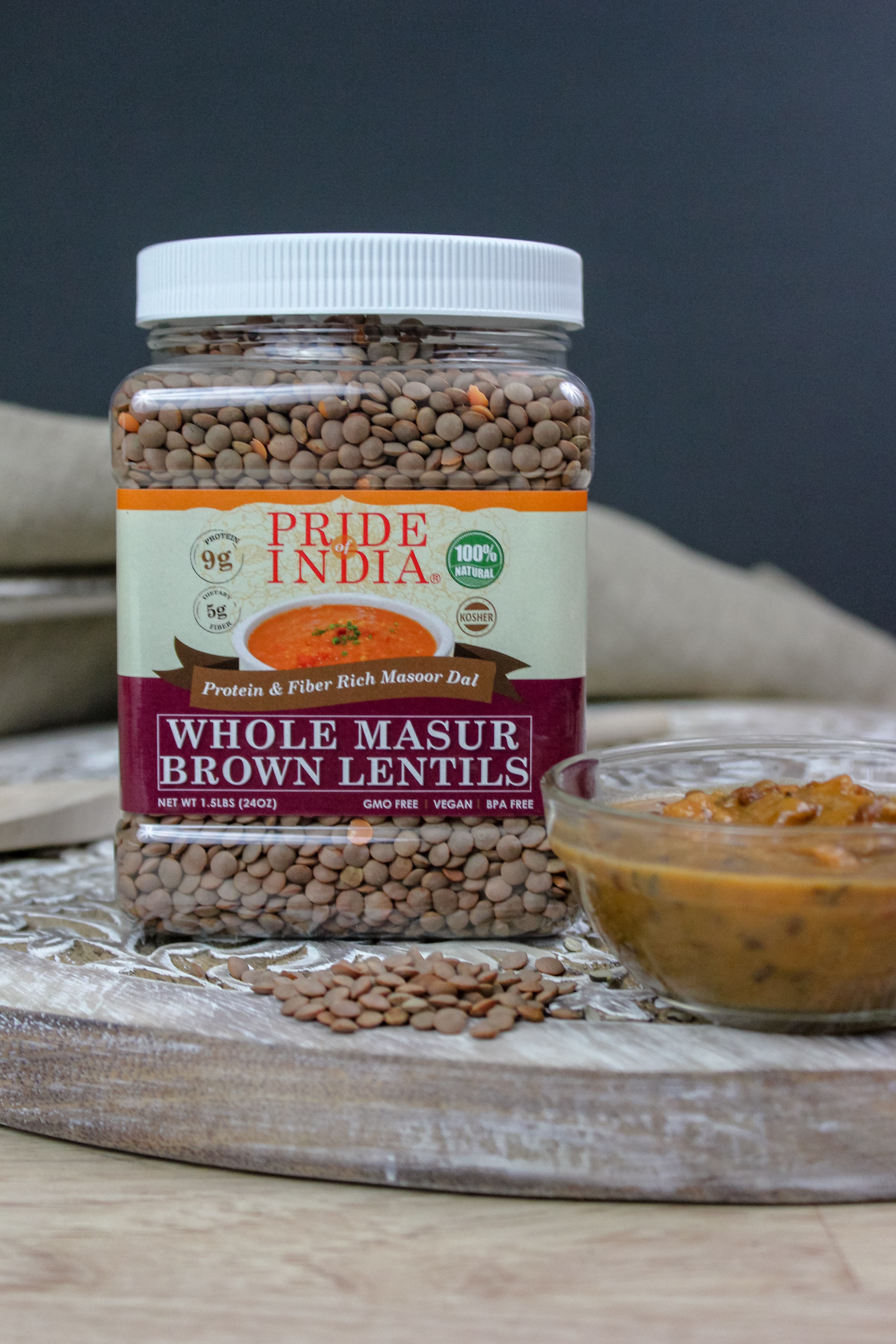 Indian Whole Brown Crimson Lentils - Protein & Fiber Rich Masoor Whole Jar-3
