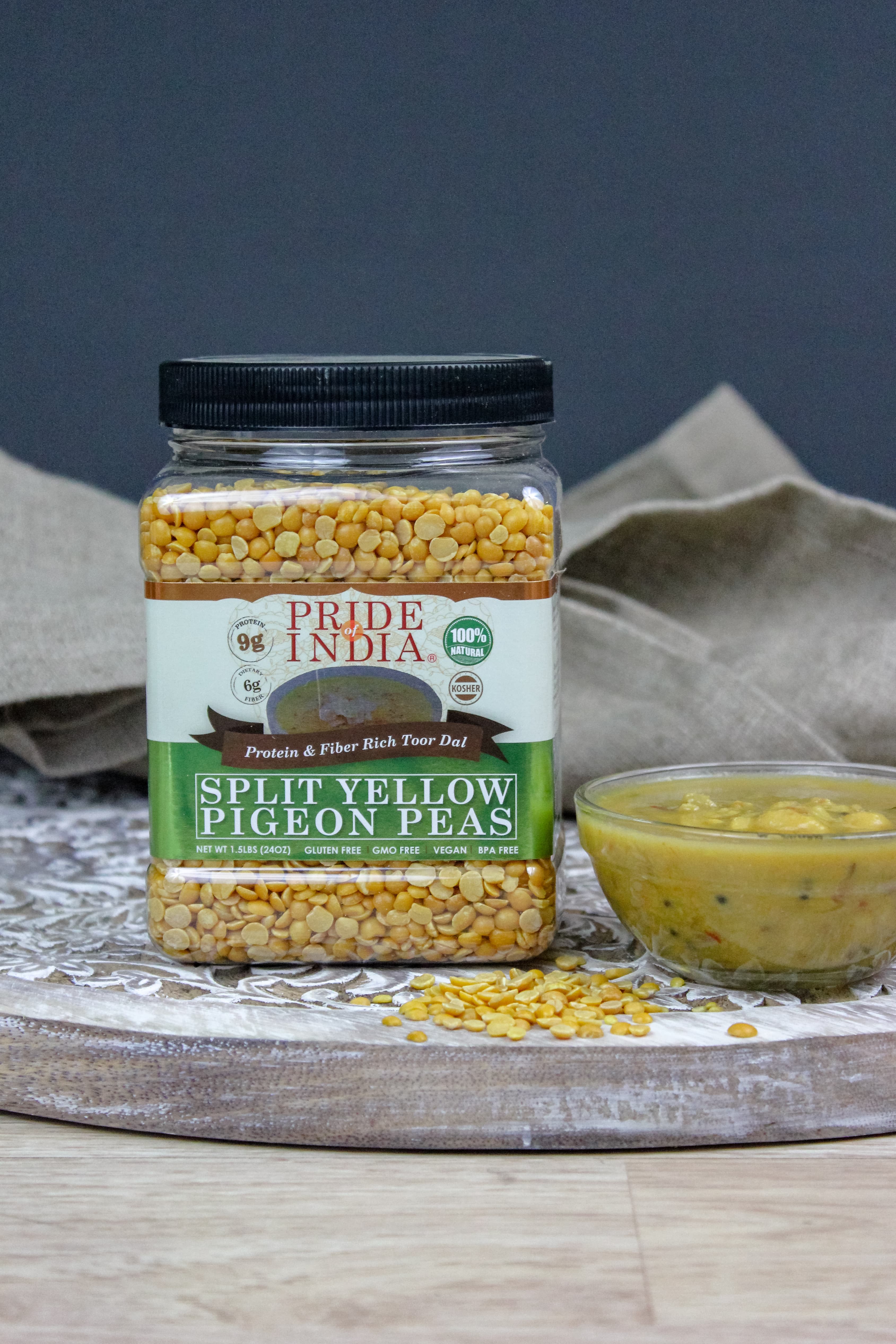 Indian Split Yellow Pigeon Peas - Protein & Fiber Rich Toor Dal Jar-2