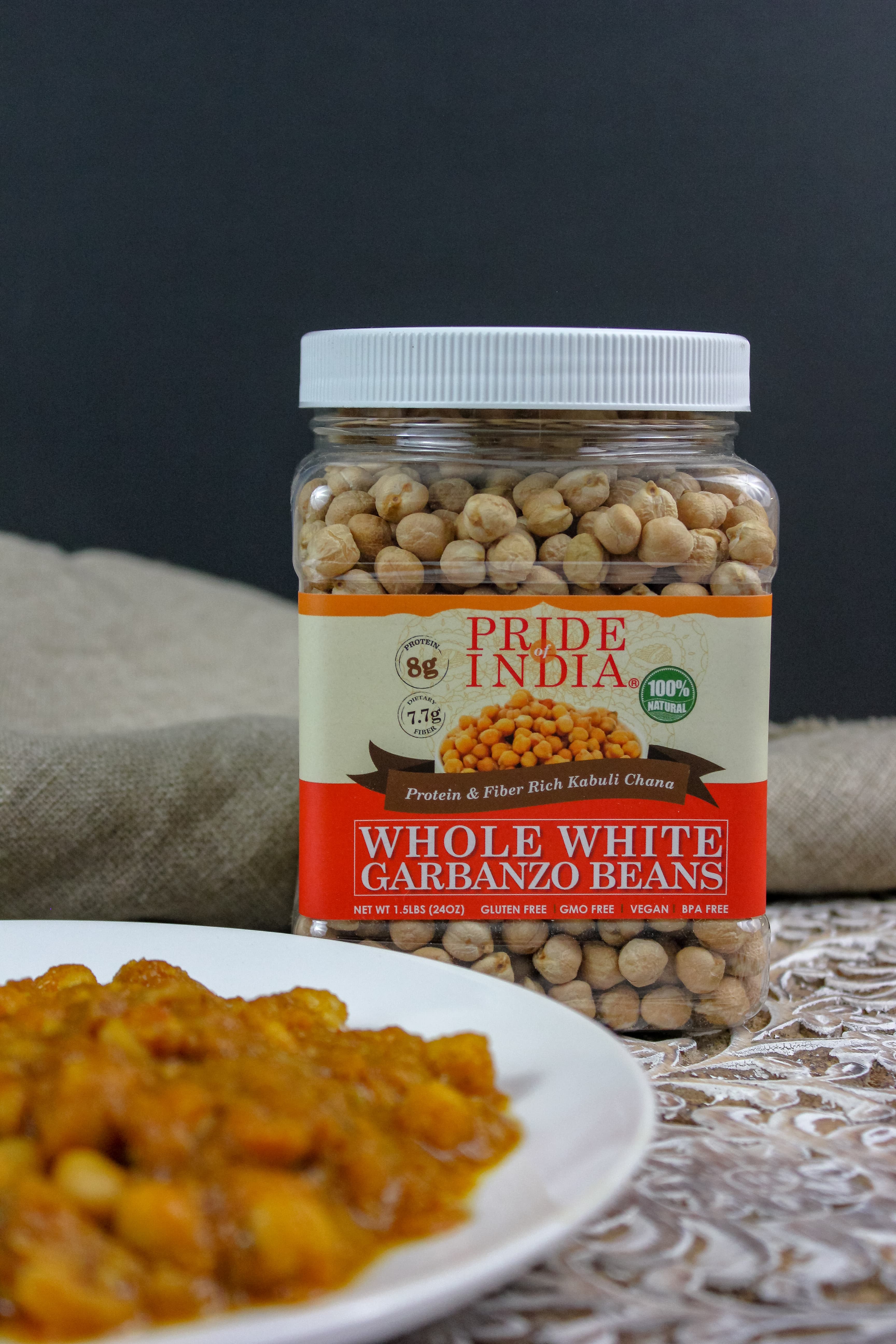 Indian Whole White Garbanzo Beans 10mm - Protein & Fiber Rich Kabuli Chana Jar-2
