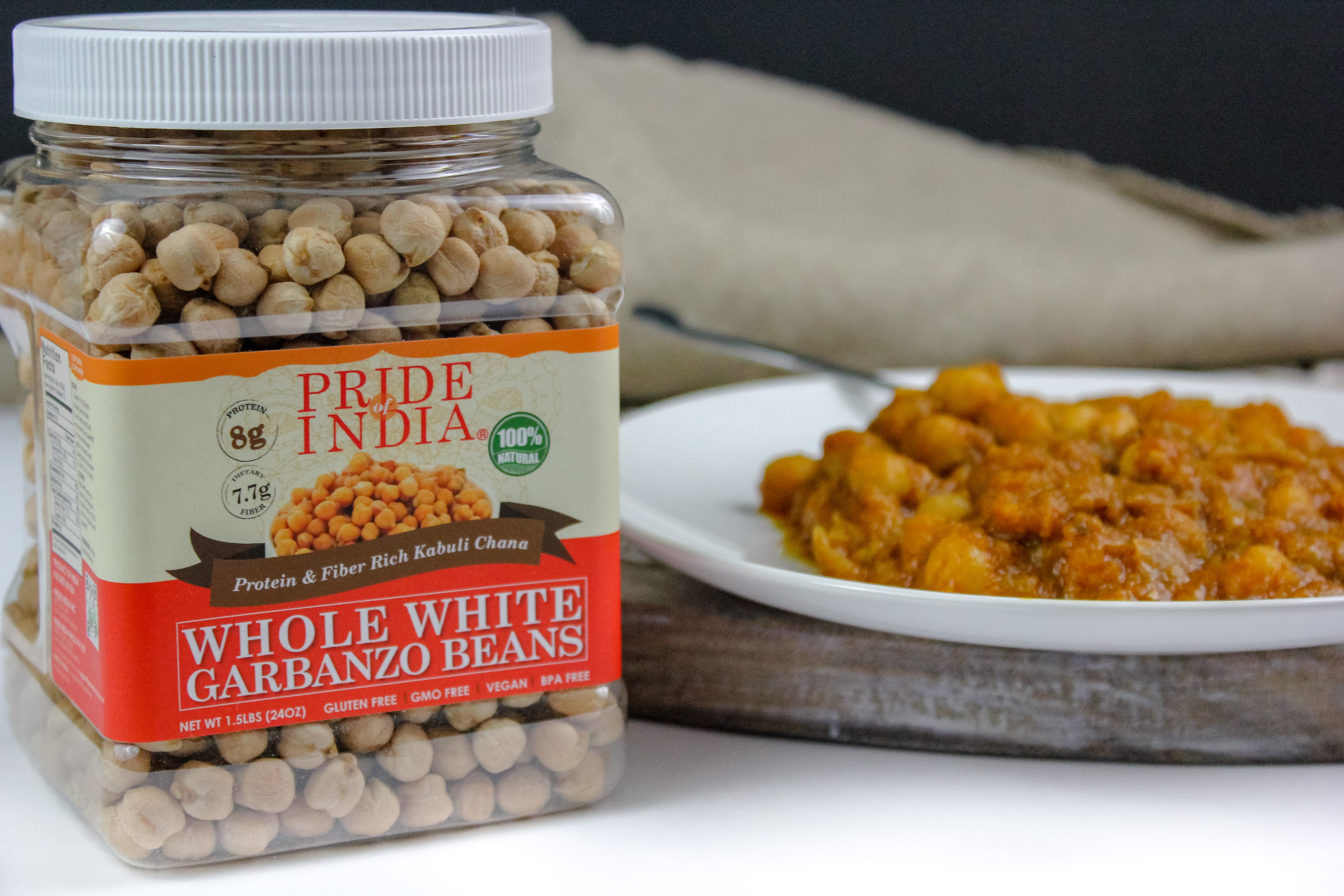 Indian Whole White Garbanzo Beans 10mm - Protein & Fiber Rich Kabuli Chana Jar-1