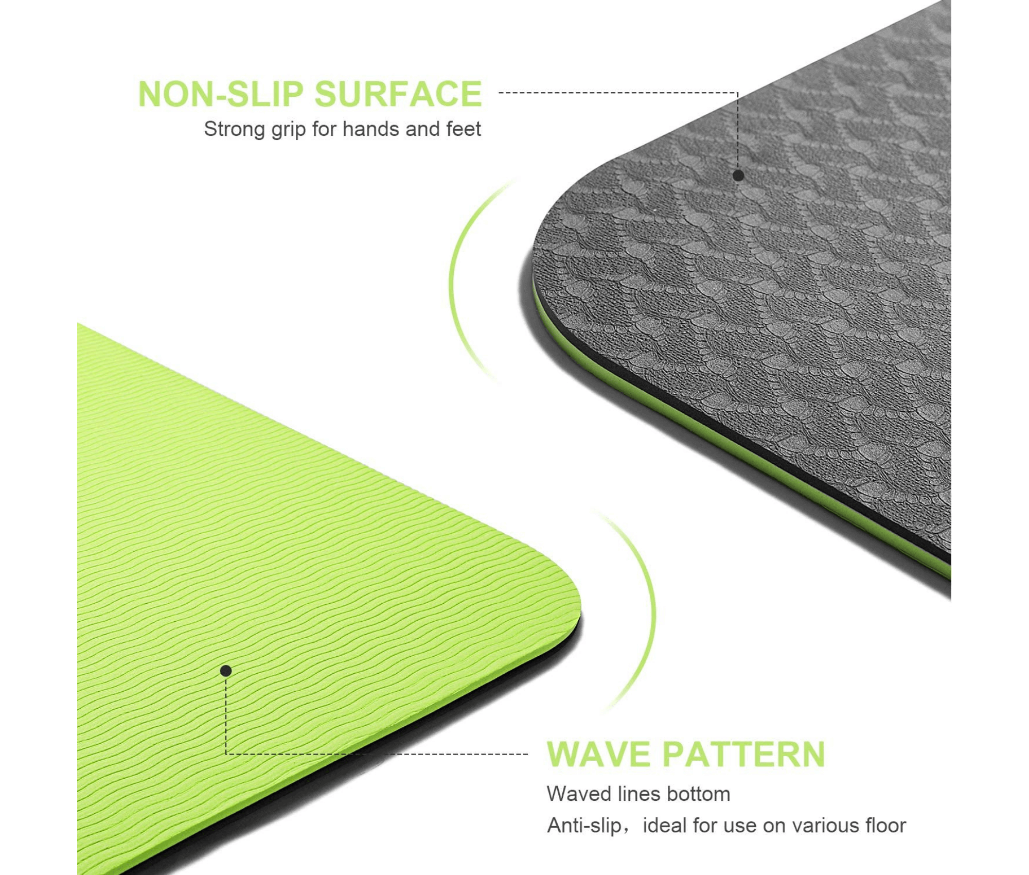 Eco Friendly Reversible Color Yoga Mat with Carrying Strap-11